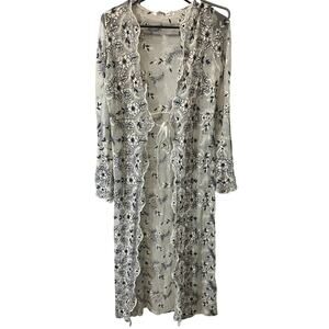 CindiGindi‎ Embroidered Floral Fairy Whimsigoth White Coverup Duster Cardigan